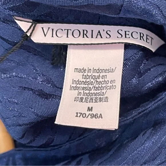 NWT Victoria Secret Pajama Zebra Jumpsuit Jumper Medium Blue Black Retail $150 - Picture 10 of 12